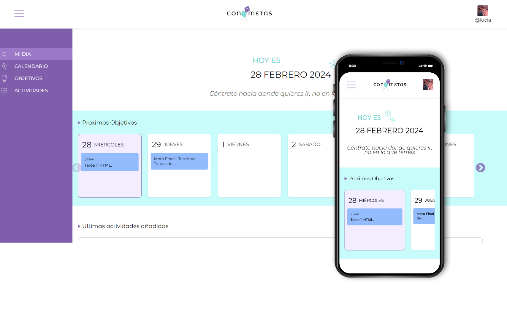 Aplicación de gestión de metas u objetivos